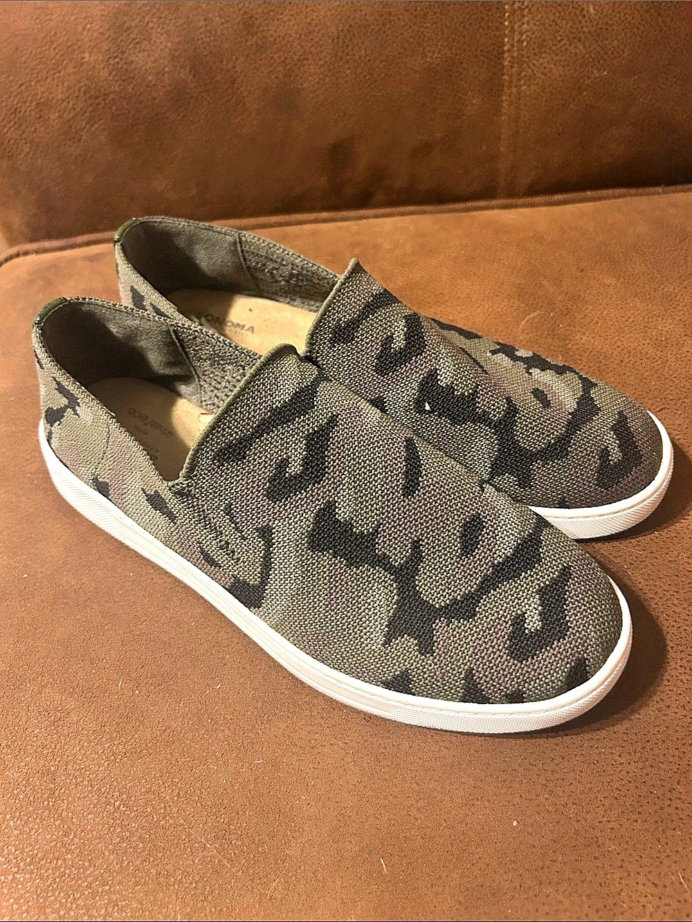 Sonoma Camo Slip-On Sneakers in Green & Black Like New